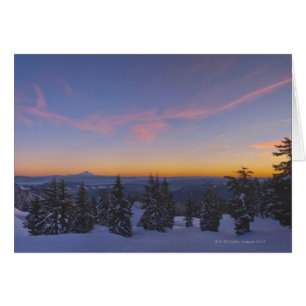 USA, Oregon, Snow covered field with Mount