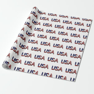 USA overlaid on American Flag wpcn Wrapping Paper