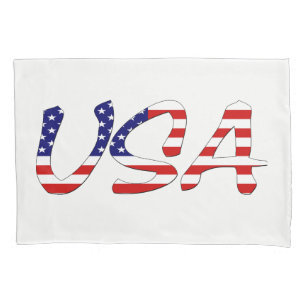 USA overlaid on US Flag bedpccn Pillowcase