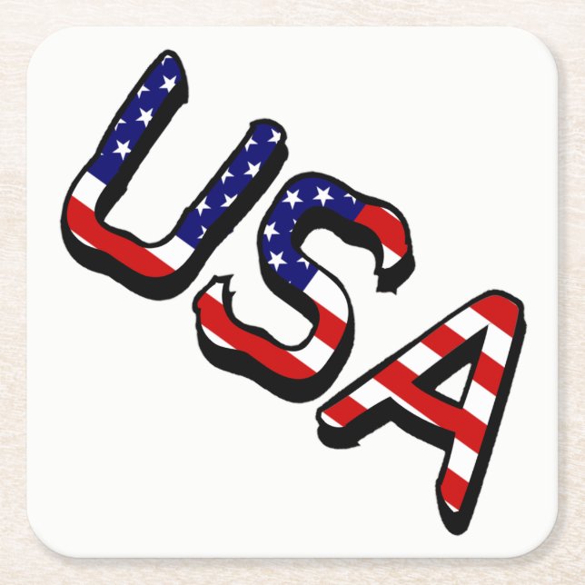 USA overlaid on US Flag coastercnt Square Paper Coaster (Front)