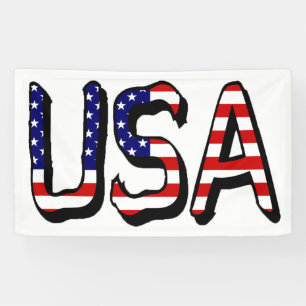 USA overlaid on US Flag (h) bnrcnt Banner