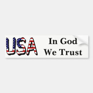 USA overlaid on US Flag In God We Trust stkcnt Bumper Sticker