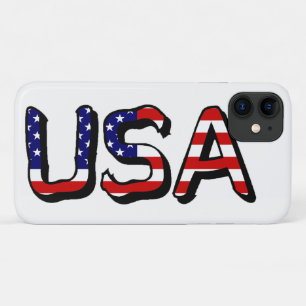 USA overlaid on US flag iphcn Case-Mate iPhone Case