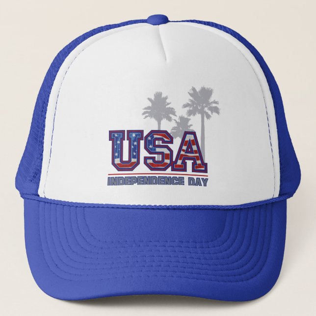 USA Palm Independence Day Trucker Hats (Front)
