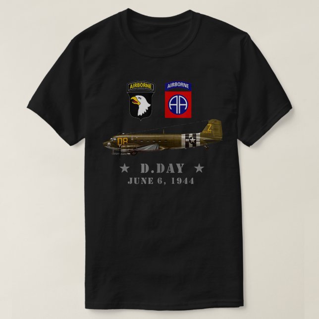 USA Paratroopers DDay WWII Normandy 82nd 101nd Air T-Shirt (Design Front)