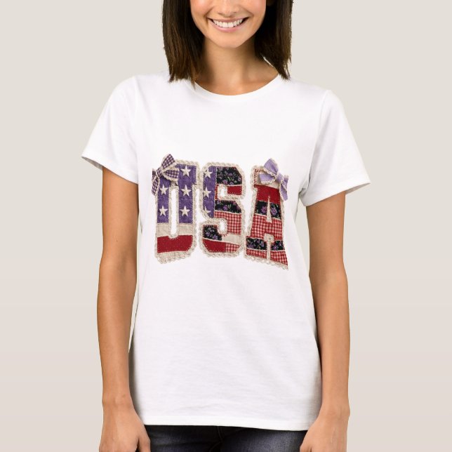 USA Patchwork Shirt PNG, Retro 4th of July  (Front)