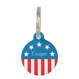 USA Patriot American Flag Stars Stripes Pet ID Tag