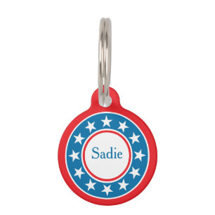 USA Patriot Flag Stars Round Pet ID Tag