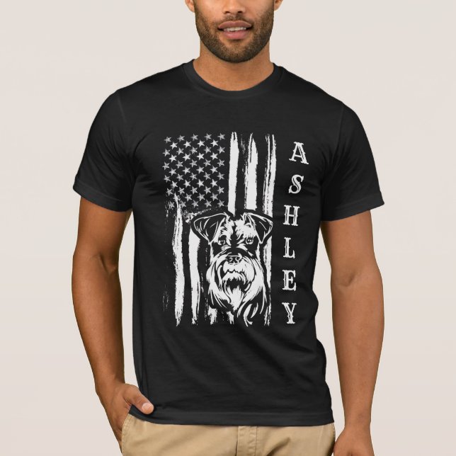 USA Patriot Miniature Schnauzer Dog US Pet T-Shirt (Front)