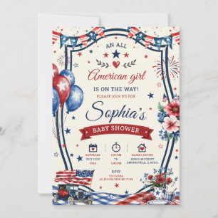 USA Patriotic 4th of July Baby Shower Party Invite