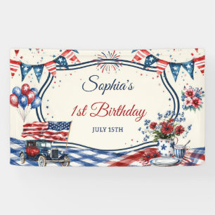 USA Patriotic 4th of July Birthday Banner