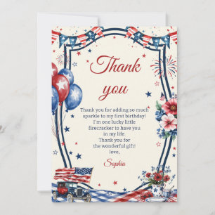 USA Patriotic 4th of July Birthday Thank You Card