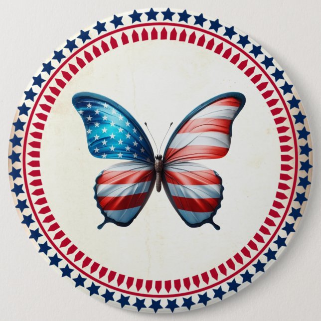 USA/patriotic 4th of July butterfly 6 Cm Round Badge (Front)