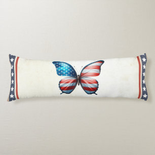 USA/patriotic 4th of July butterfly Body Cushion