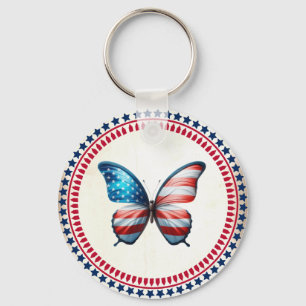 USA/patriotic 4th of July butterfly Key Ring