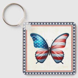 USA/patriotic 4th of July butterfly Key Ring