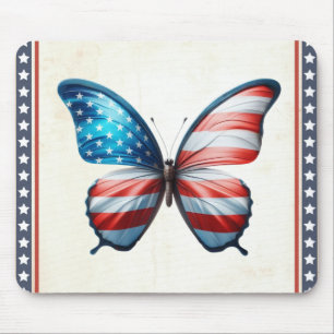 USA/patriotic 4th of July butterfly Mouse Pad