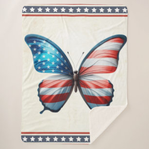 USA/patriotic 4th of July butterfly Sherpa Blanket