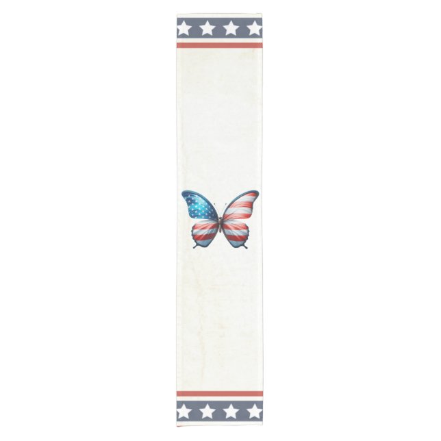 USA/patriotic 4th of July butterfly Short Table Runner (Front)