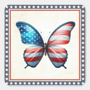 USA/patriotic 4th of July butterfly Square Sticker