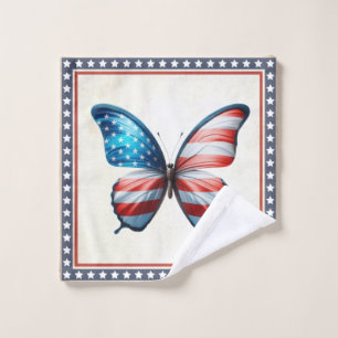 USA/patriotic 4th of July butterfly Wash Cloth