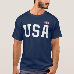 USA Patriotic American Flag 4th of July White Text T-Shirt