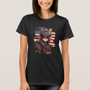 USA Patriotic American Flag Cat 12 T-Shirt