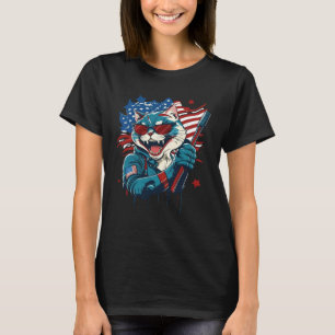 USA Patriotic American Flag Cat 1 T-Shirt