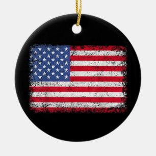 USA Patriotic American Flag For Men Women Kids Boy Ceramic Tree Decoration