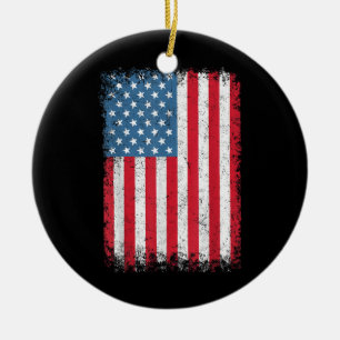 USA Patriotic American Flag For Men Women Kids Boy Ceramic Tree Decoration