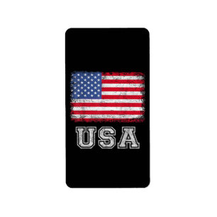 USA Patriotic American Flag For Men Women Kids Boy Label