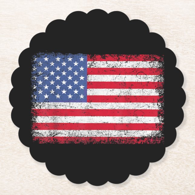 USA Patriotic American Flag For Men Women Kids Boy Paper Coaster (Front)