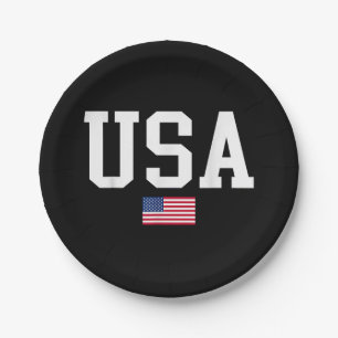 USA Patriotic American Flag For Men Women Kids Boy Paper Plate