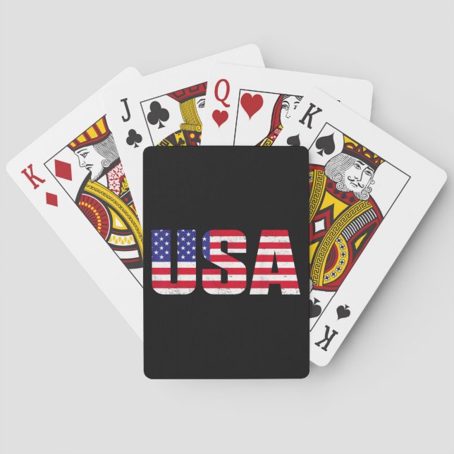 USA Patriotic American Flag For Men Women Kids Boy Playing Cards (Back)
