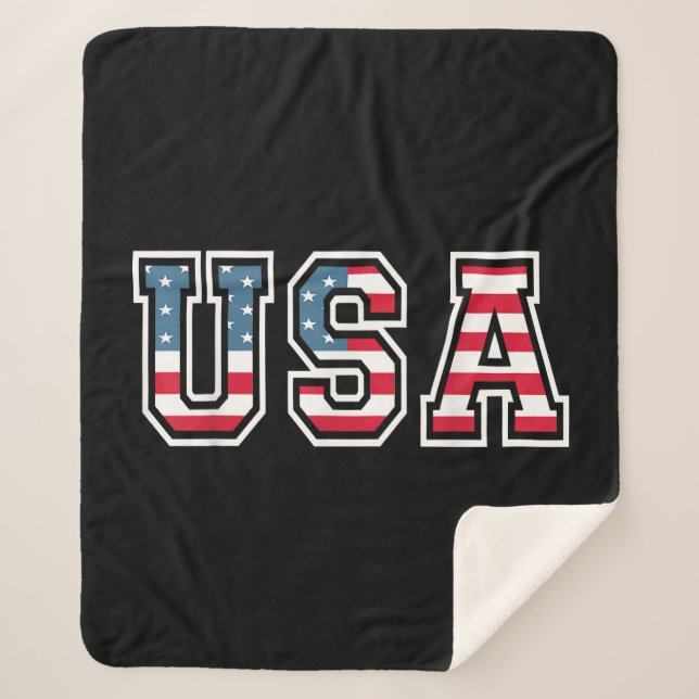 USA Patriotic American Flag For Men Women Kids Boy Sherpa Blanket (Front)