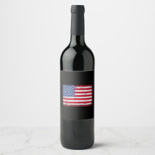 USA Patriotic American Flag For Men Women Kids Boy Wine Label
