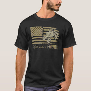 Usa Patriotic American Flag Tractor So God Made A T-Shirt
