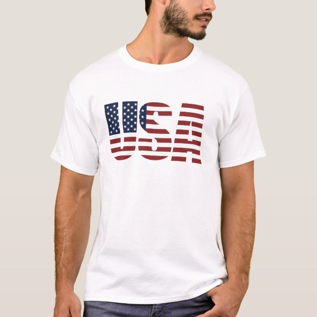 USA Patriotic American Flag US 4th of July America T-Shirt (Front)