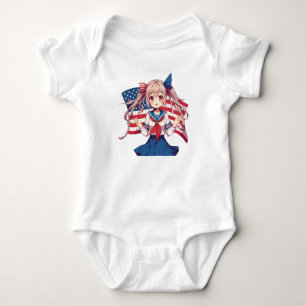 USA patriotic anime girl Baby Bodysuit