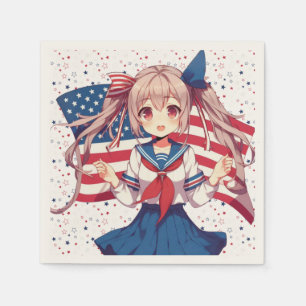 USA patriotic anime girl Napkin
