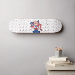 USA patriotic anime girl Skateboard