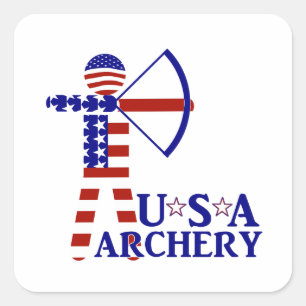 USA Patriotic ARCHERY Square Sticker