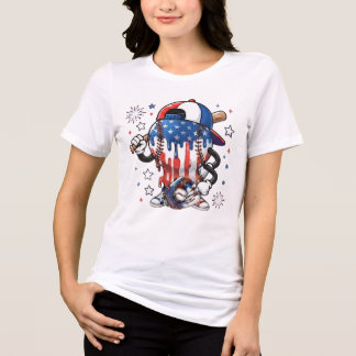 USA Patriotic Baseball Mascot Drip Tri-Blend Shirt