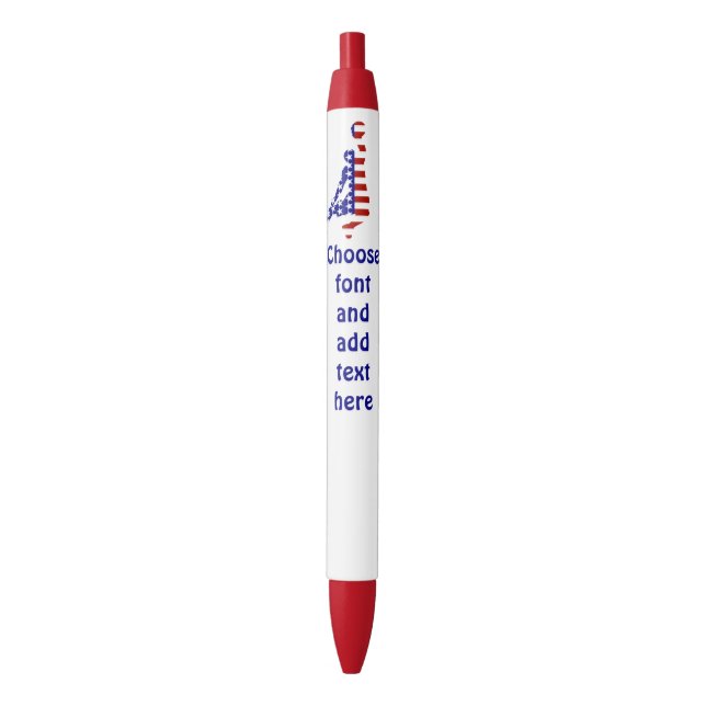 USA Patriotic BASKETBALL Black Ink Pen (Front Vertical)