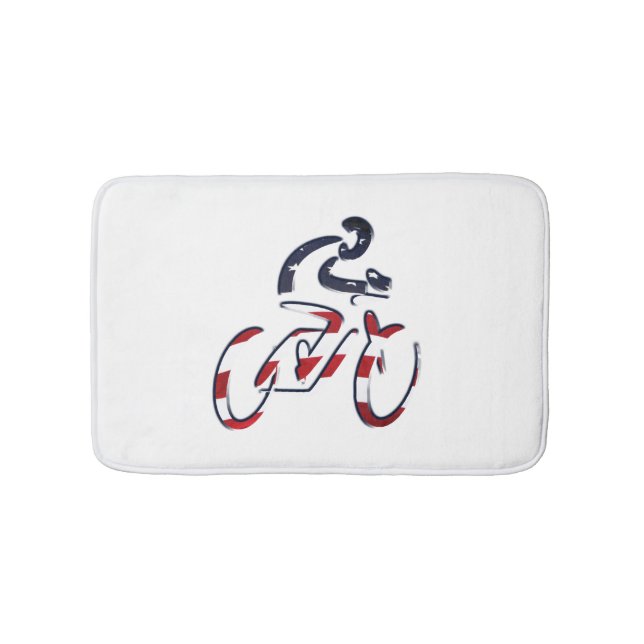 USA Patriotic Biking CYCLING Bath Mat (Front)