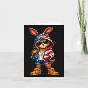 USA Patriotic Bunny 4th of July American Flag Card