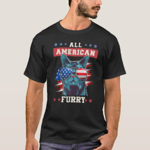 Usa Patriotic Cat 4th Of July American Flag Men Wo T-Shirt