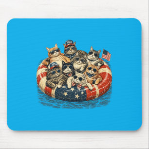 Usa Patriotic Cats Pool Float Fourth Of July Women Mouse Pad