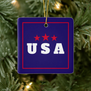 USA Patriotic Christmas Tree Ornament Decor