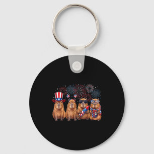 Usa patriotic cute capybara men women kids funny key ring